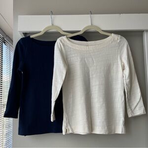 LOFT Long Sleeve Tops in Navy and Cream